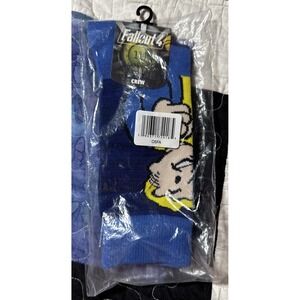 FALLOUT 4 Vault Boy Crew Socks Bethesda BIOWORLD Socks 1 Pair Blue NEW Sz 10-13
